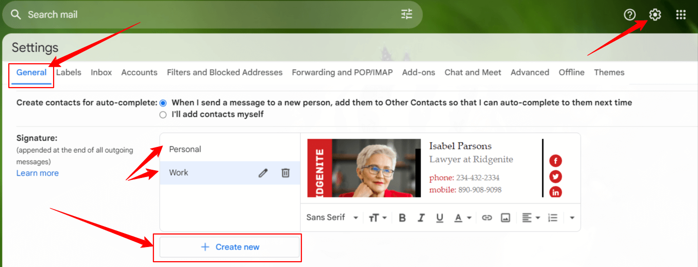 How to create multiple email signatures in Gmail	
