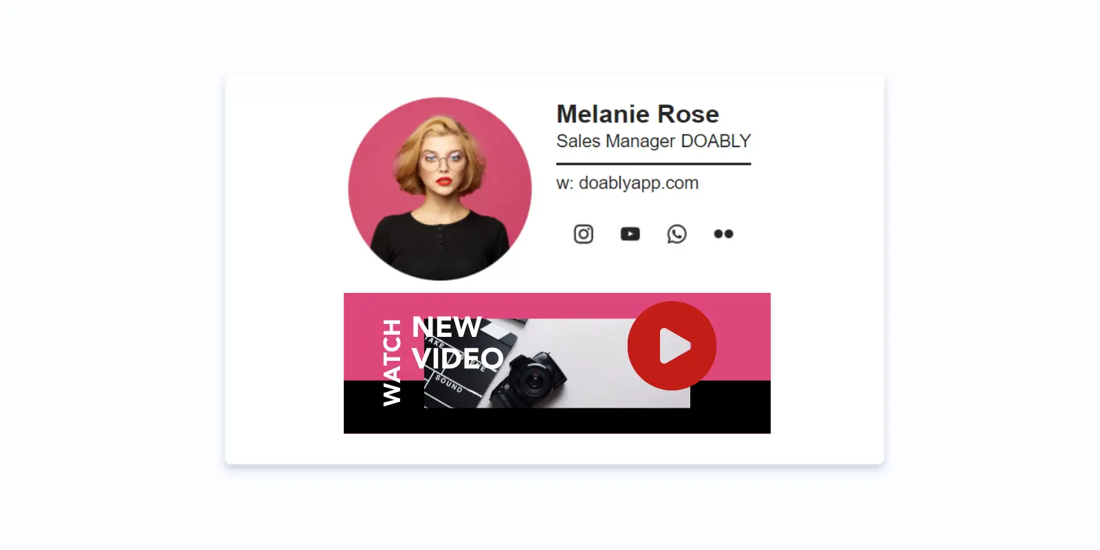 Share new promotional videos in the email signature banner