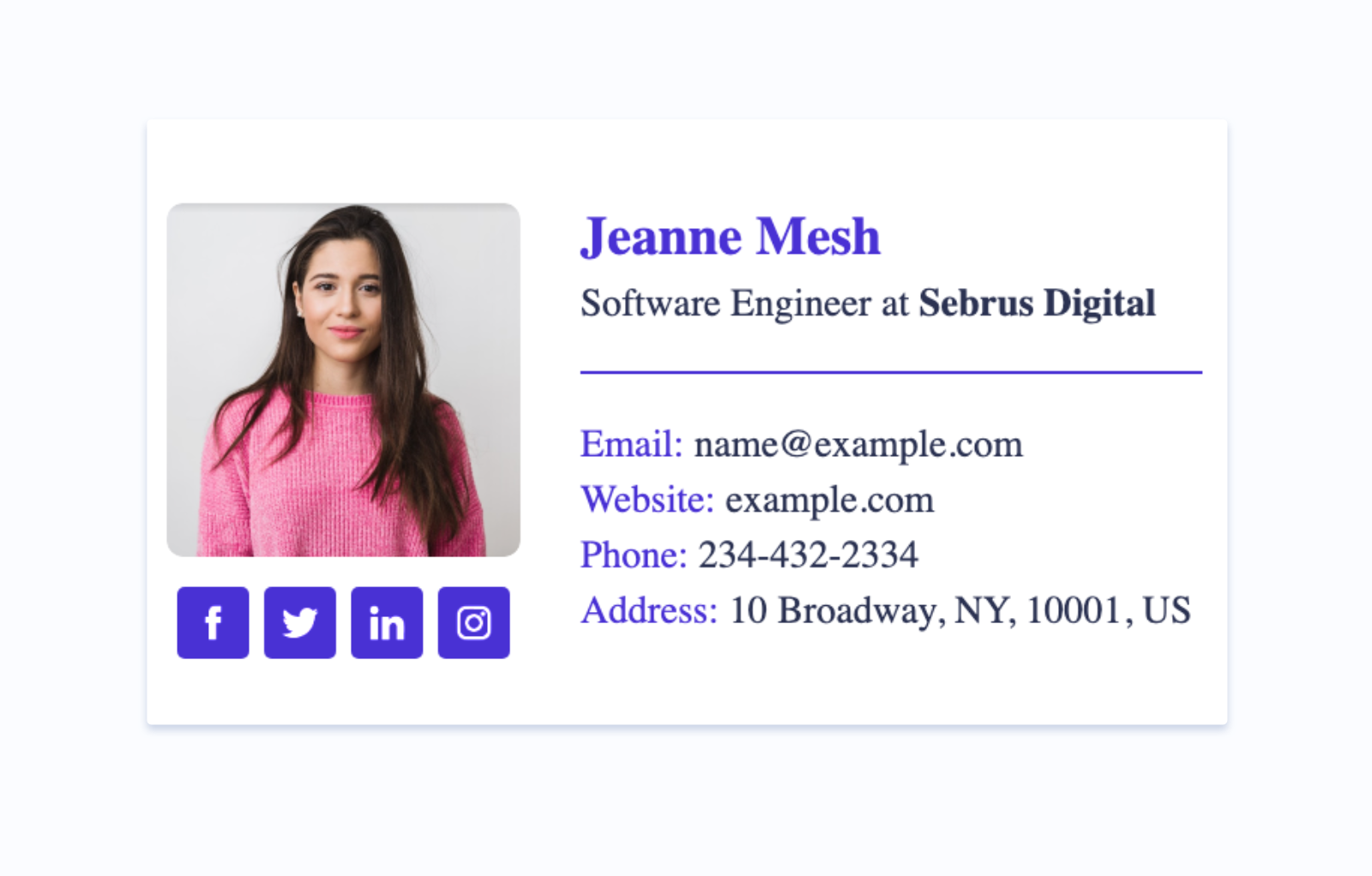 Contact details for your signature footer