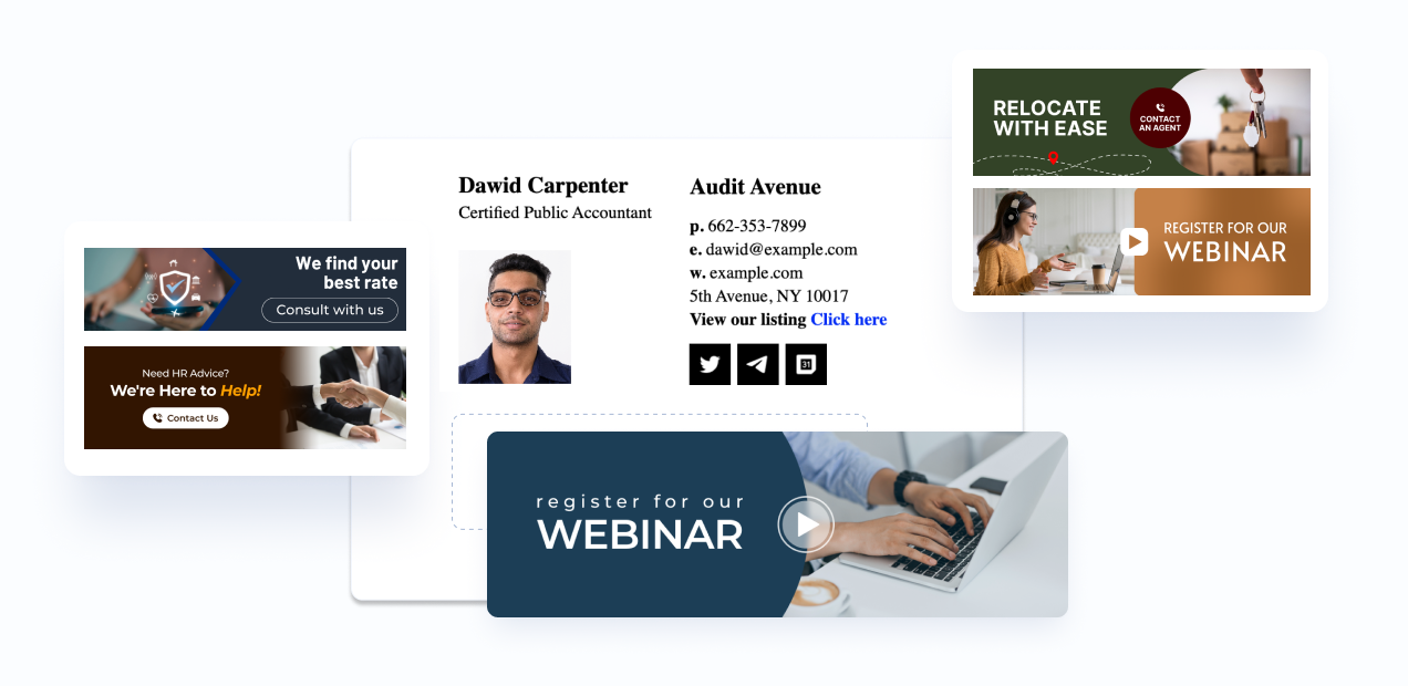 banners to tell about your webinar or free consultation
