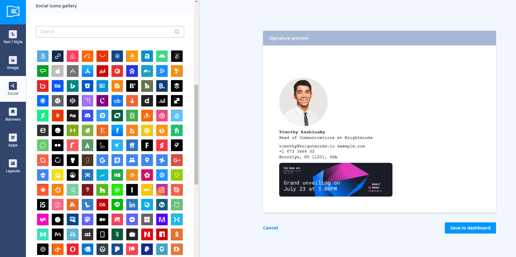 clickable social media icons in email signature