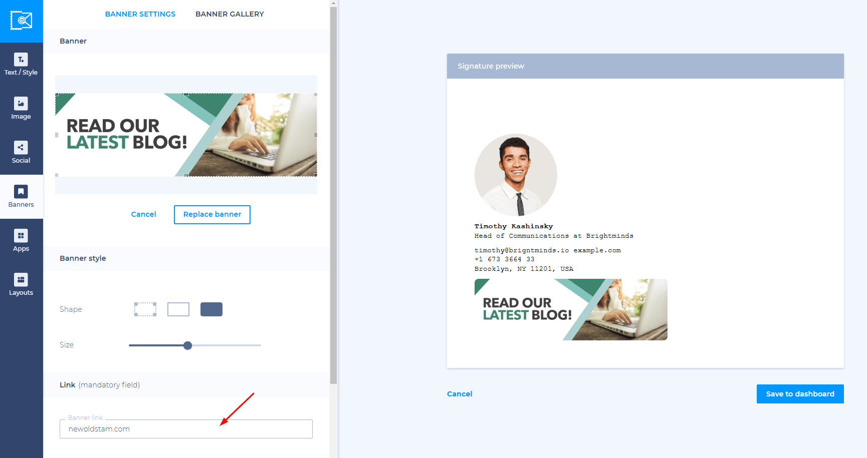 clickable banner in email signature