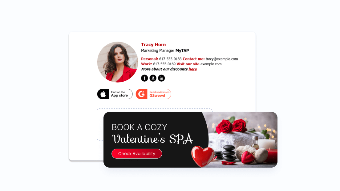 simple valentines email signature banner