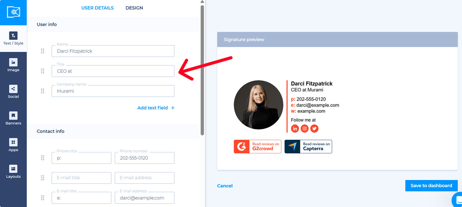 Create your HTML signature