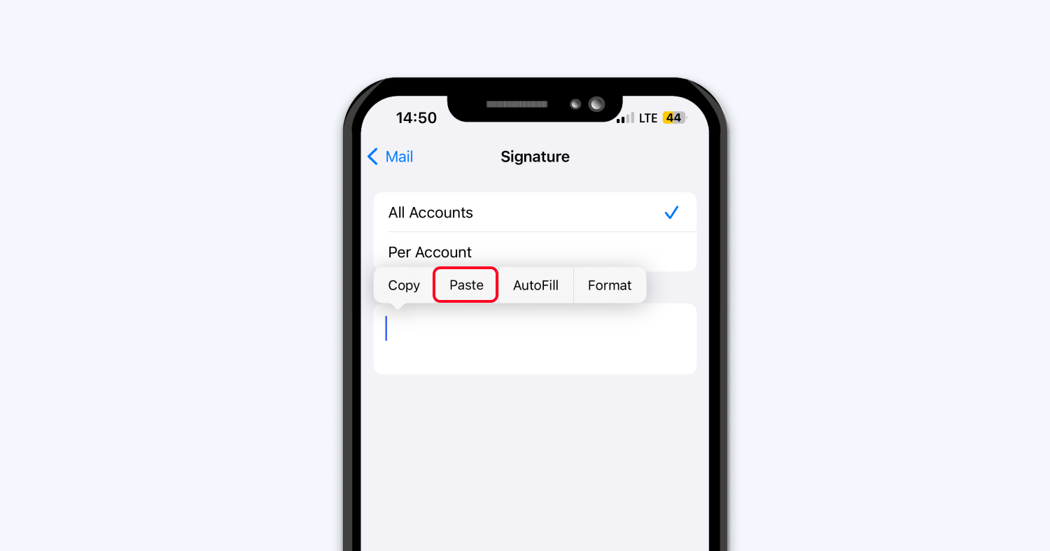 Paste your HTML signature