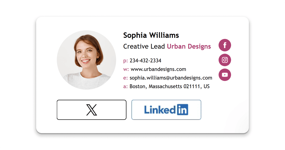 X logo In thу footer area of your signature