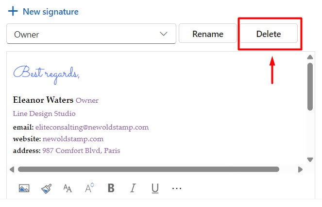 delete signature outlook