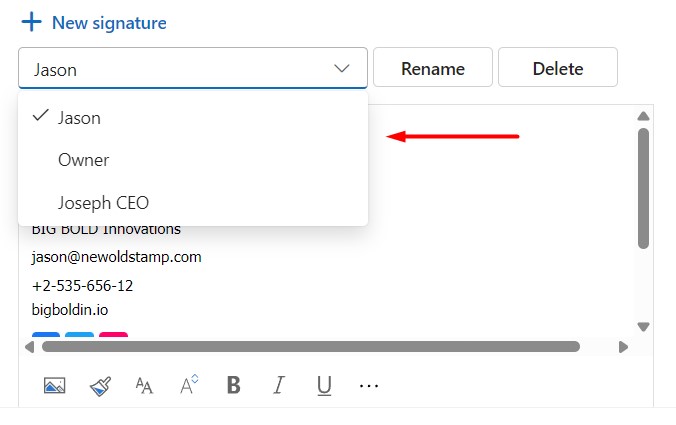 select signature outlook
