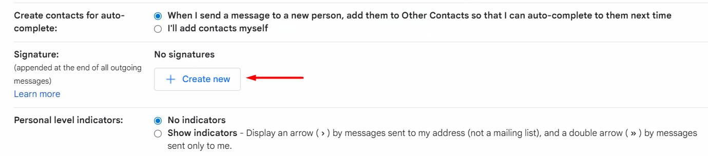 create new signature gmail