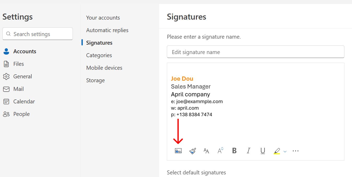 inser logo email signature outlook