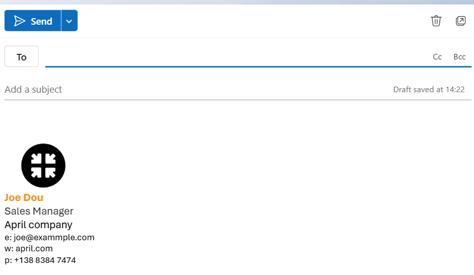save and test email signature with logo in Outlook