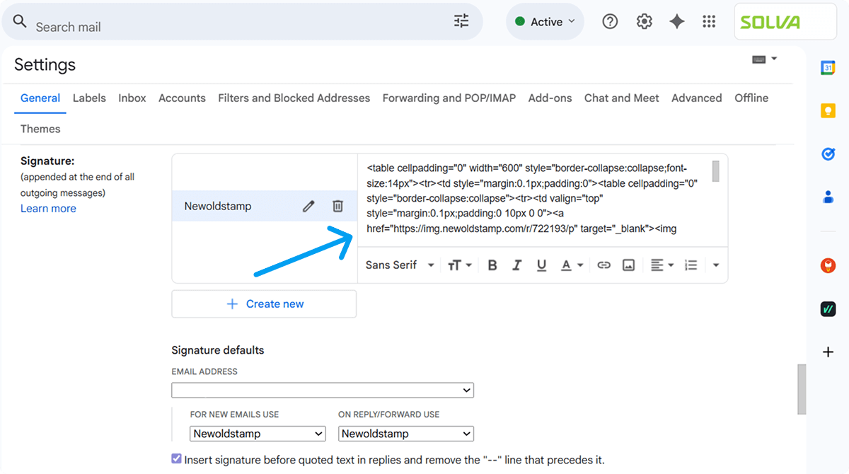 Paste HTML Email Signature