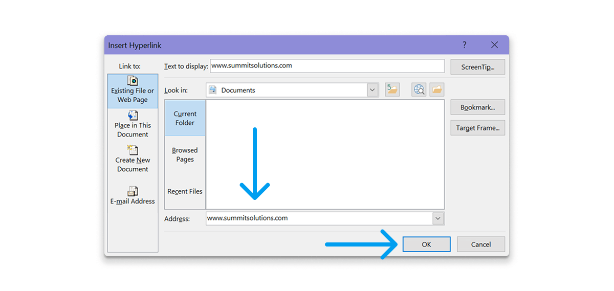 Enter the URL into the Address Field