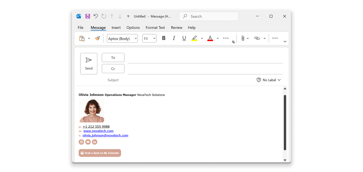 Test the Signature by Composing a New Email