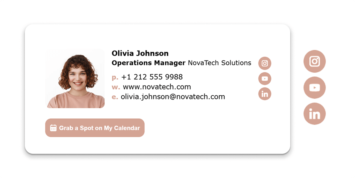 Email Signature with Instagram ICon Example