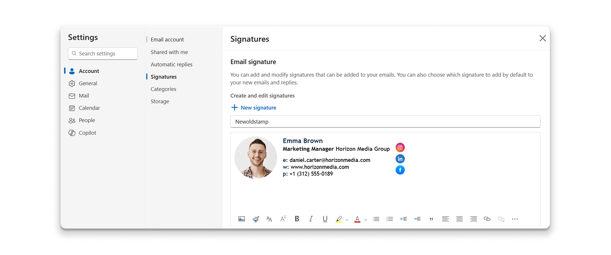 Add Hyperlink in Email Signature Web Version