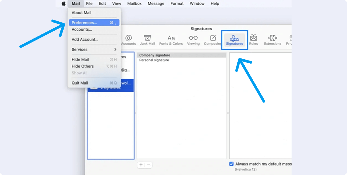 Apple Mail Email Signature Settings
