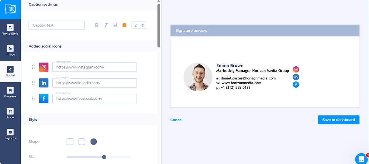 Newoldstamp Email Signature Editor Social Media Icons
