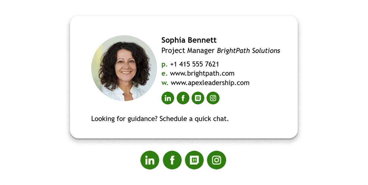 Email Signature with Instagram ICon Example