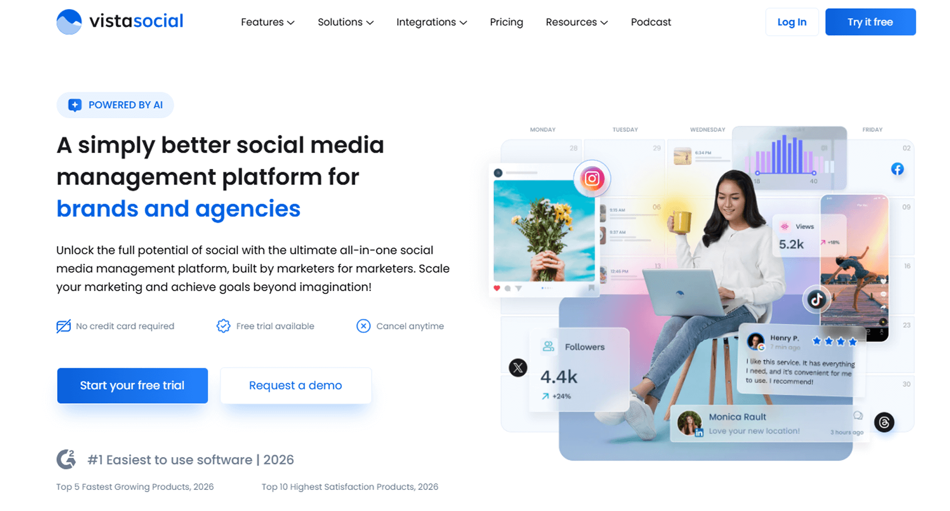 VistaSocial Main Page Screenshot 