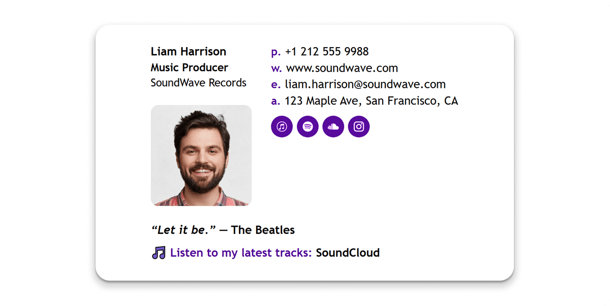 Email Signature Example for the Music Producer