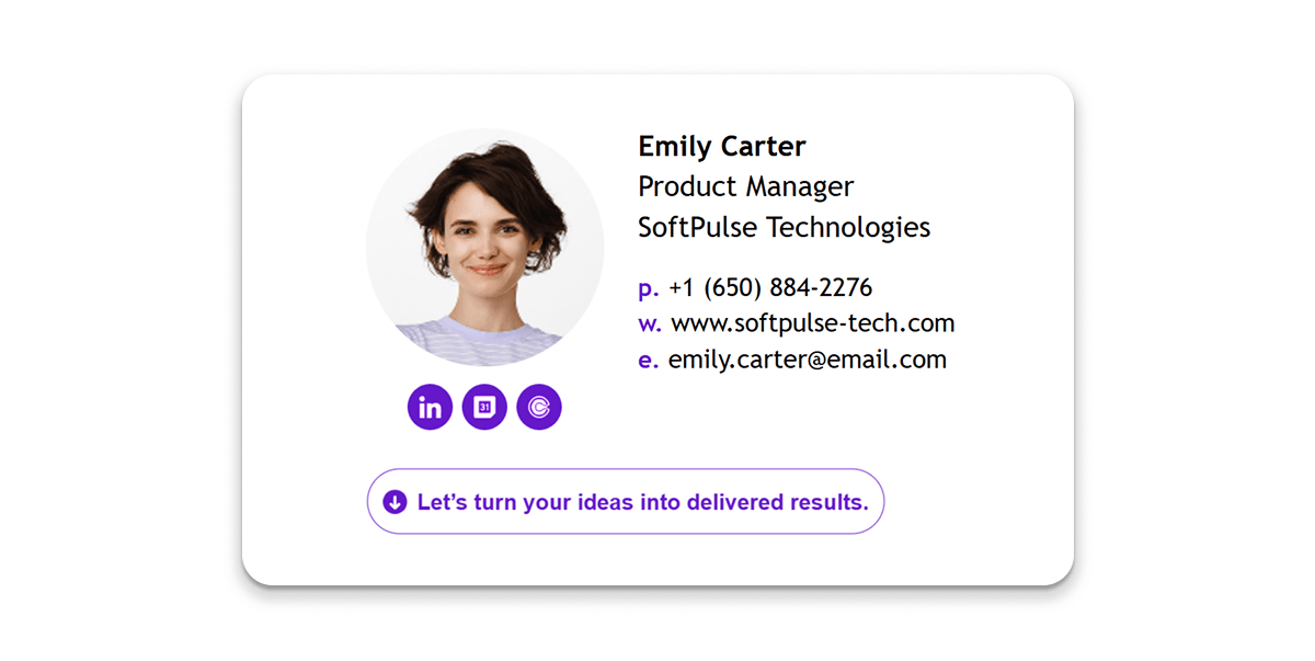 Simple Professional Email Signature Example