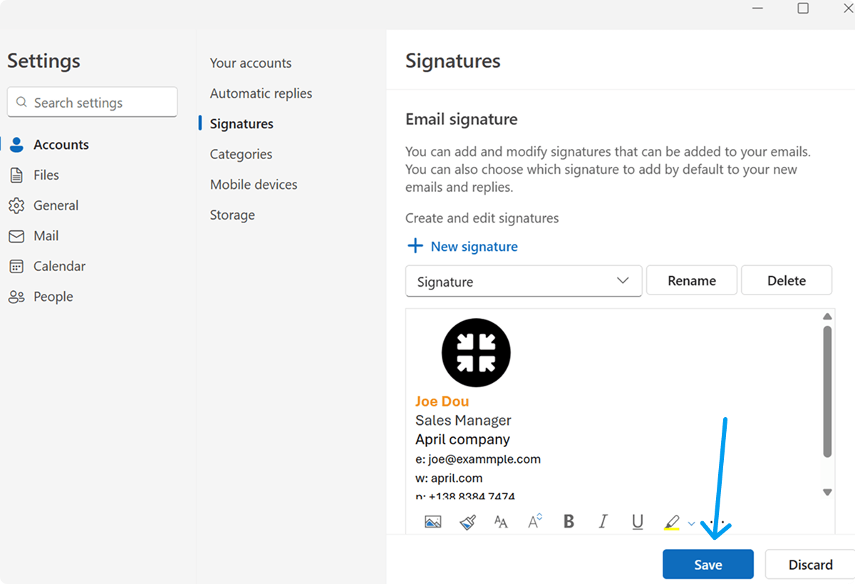 Save Email Signature