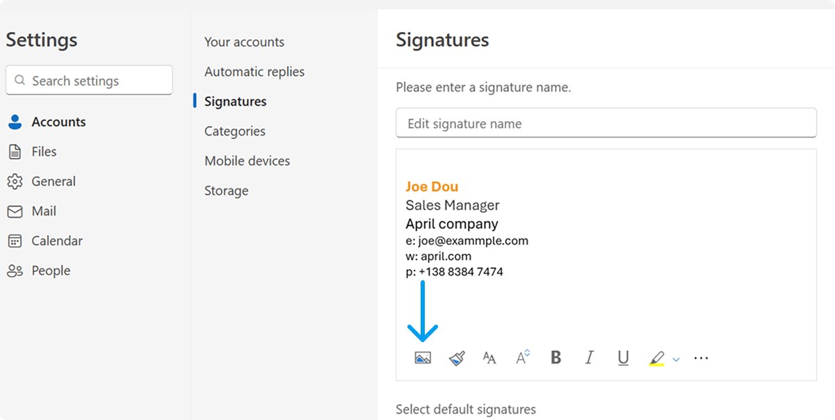 Click on the image icon to insert a logo