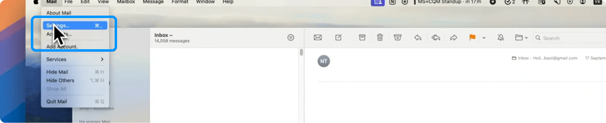 Settings in Apple Mail