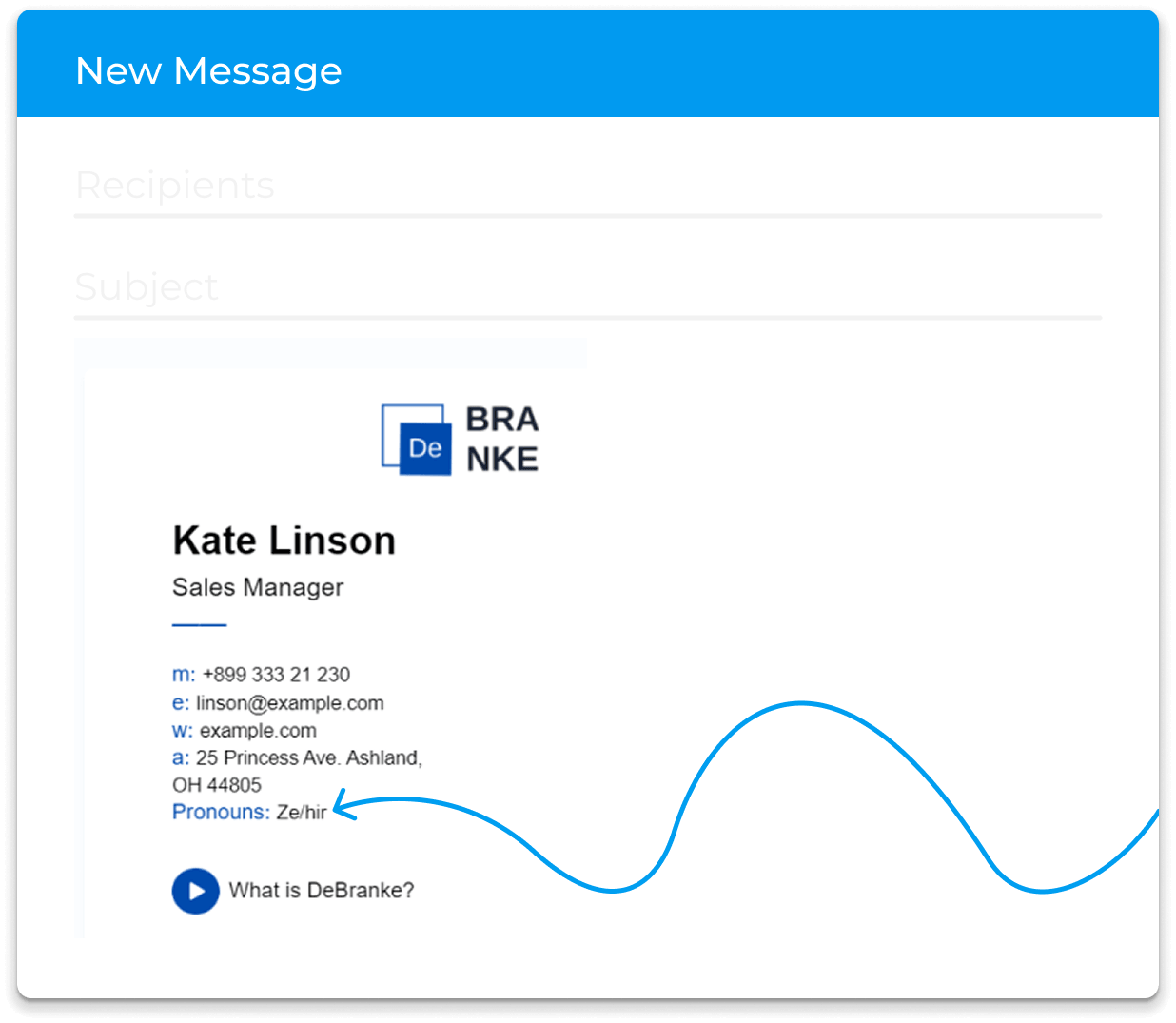 Email Signature Example with pronouns Zehir