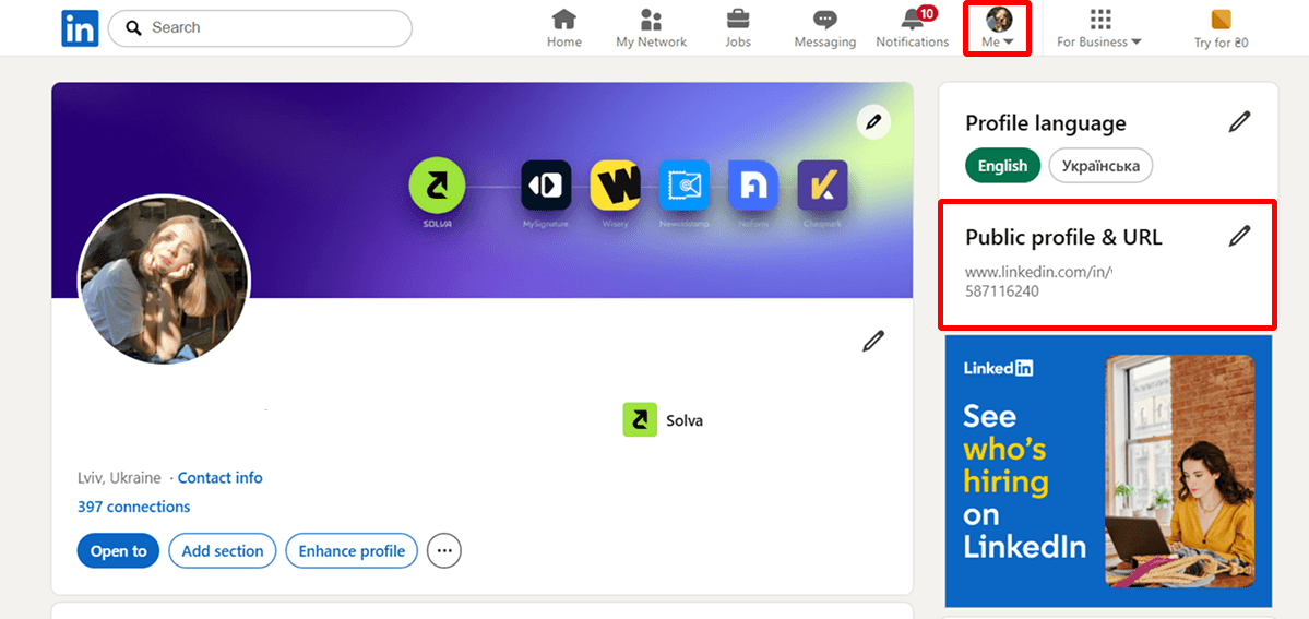 Linkedin Profile and URL
