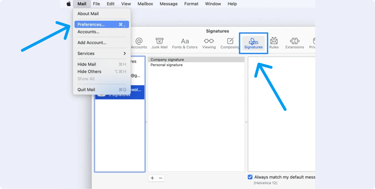 Apple Mail Email Signature Settings
