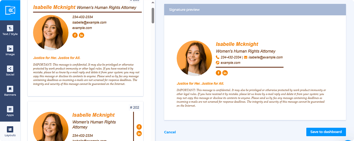 See Templates for Email Signature in Newoldstamp