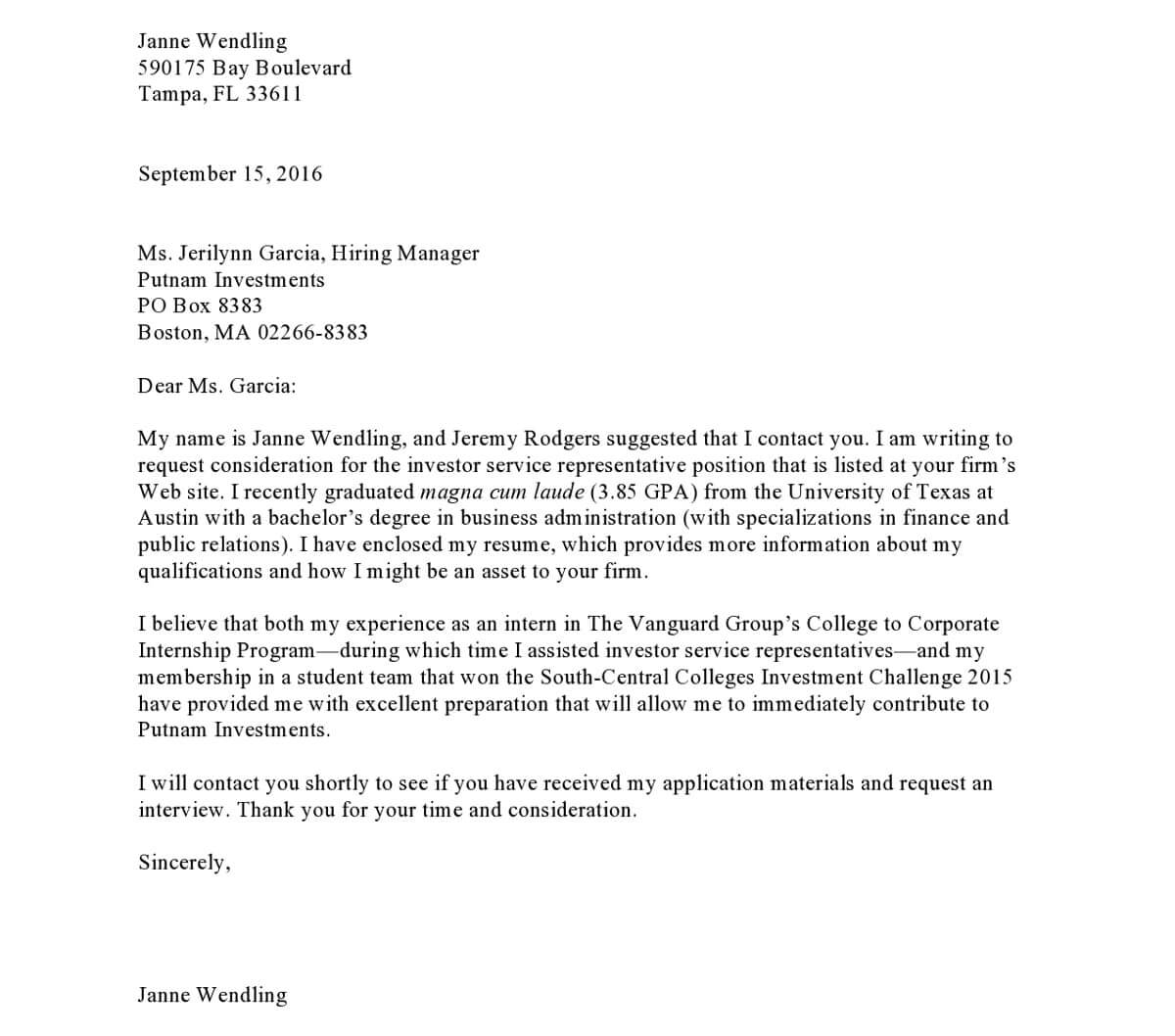 Referral cover letter