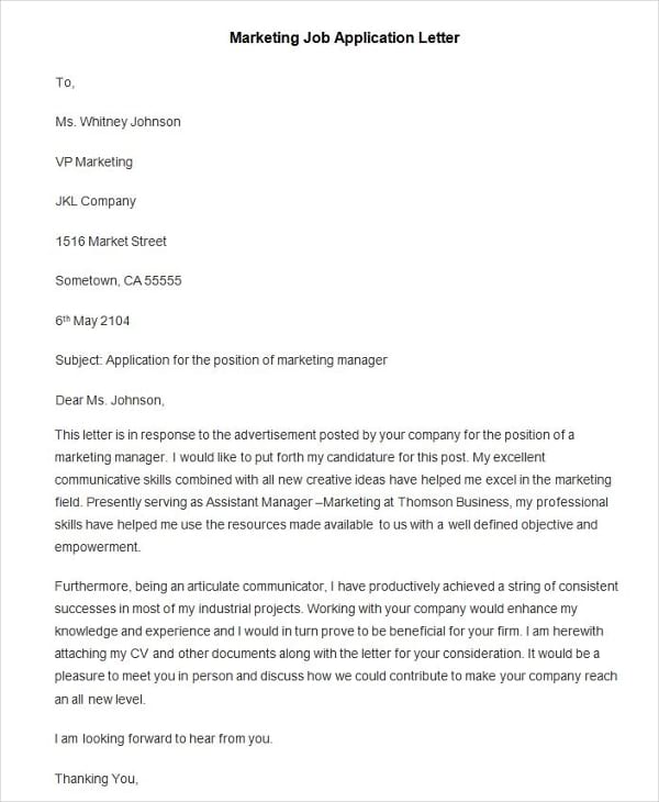 Marketing-Job-Application-Letter