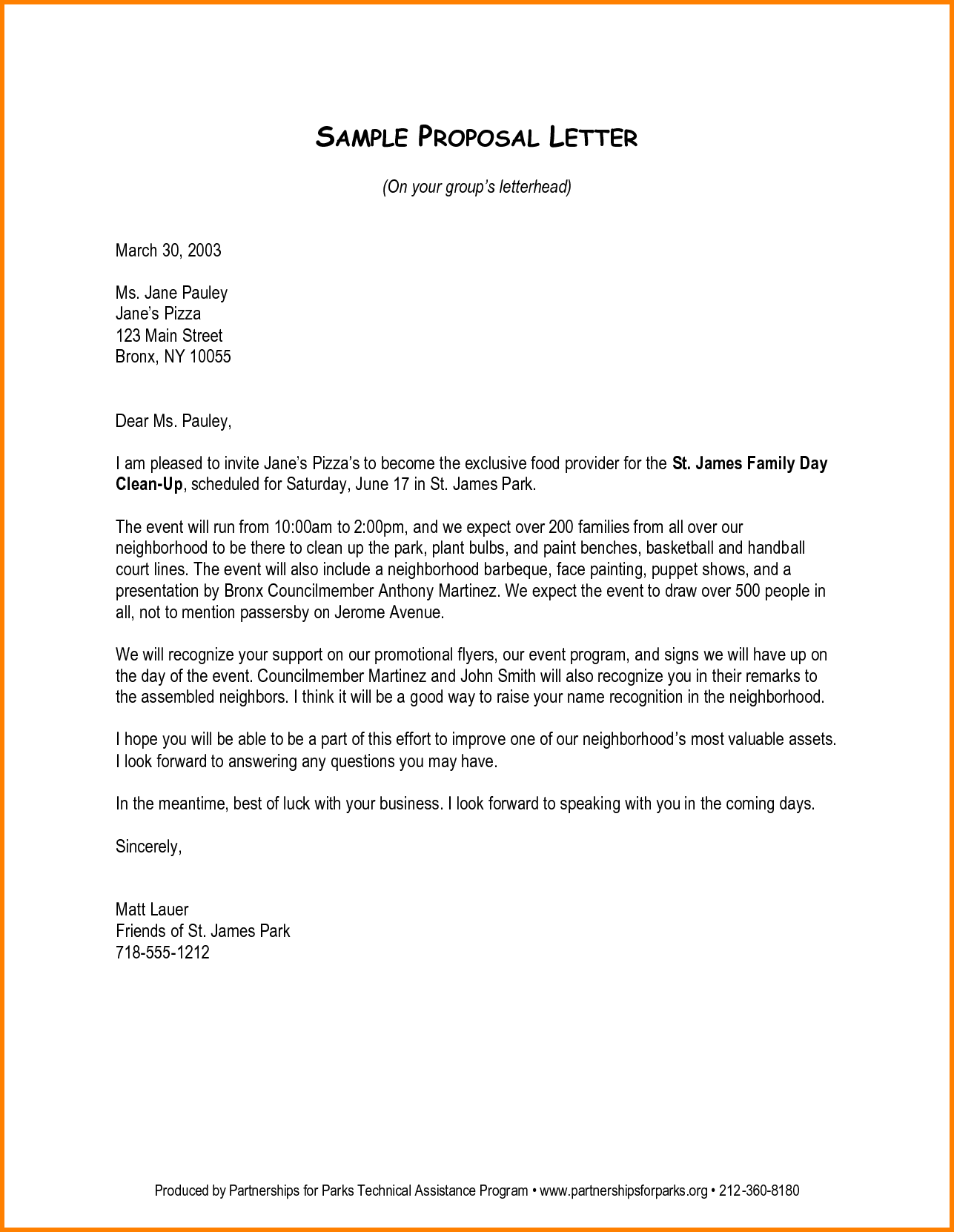 Commercial Offer Sample Letter