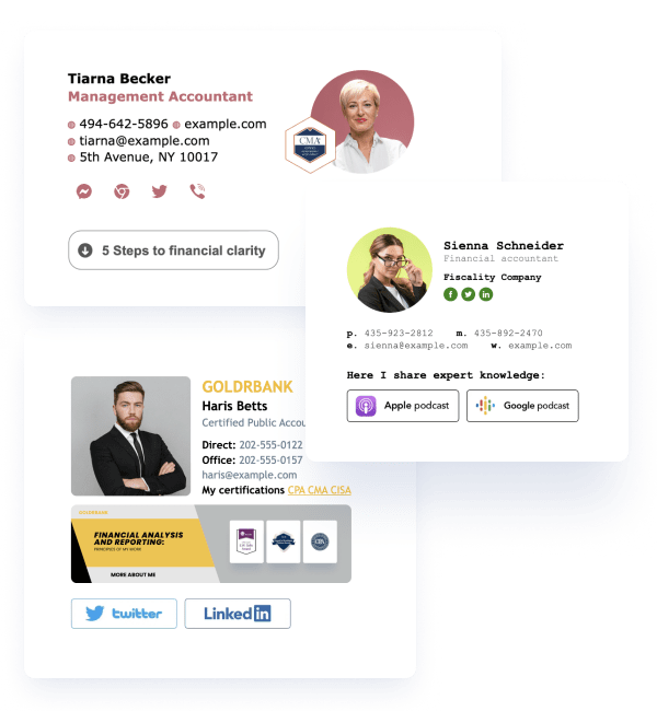 Email signatures tailored for CPA & accountants Newoldstamp's email signature examples for CPA & accountants