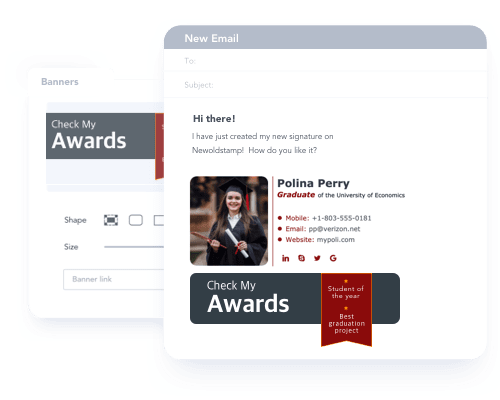 Show your university awards and achievements in email signature banners