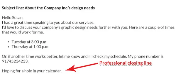 professional email closing lines