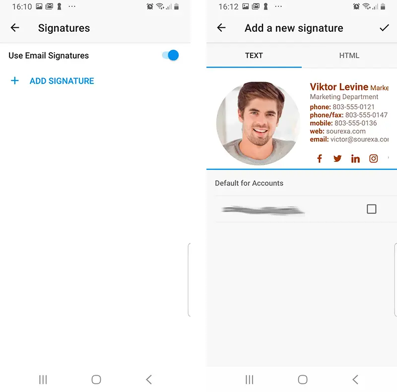 Install your email signature to Spark mail client for Android