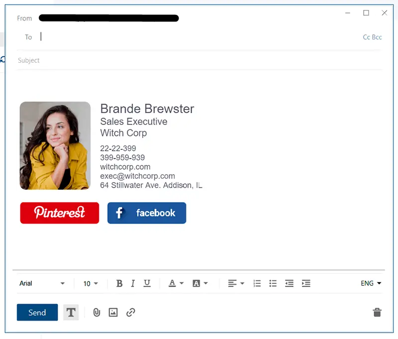 Create new email with an email signature in Mailbird