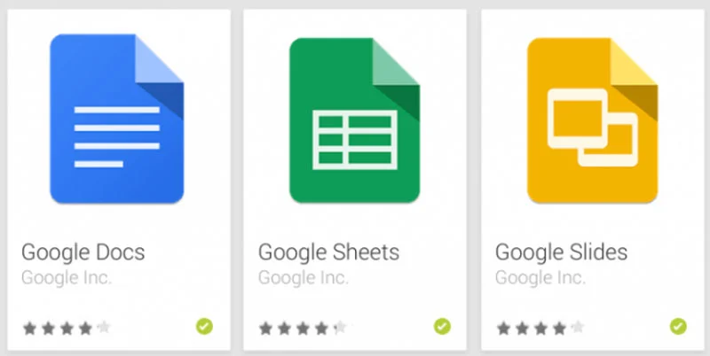 Google docs, Sheets, slides