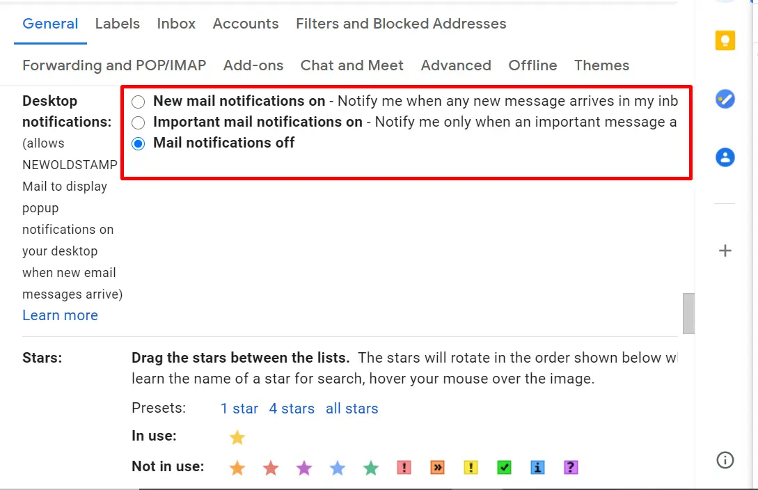 Desktop notifications in Gmail