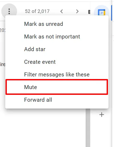 Mutting a conversation thread in Gmail