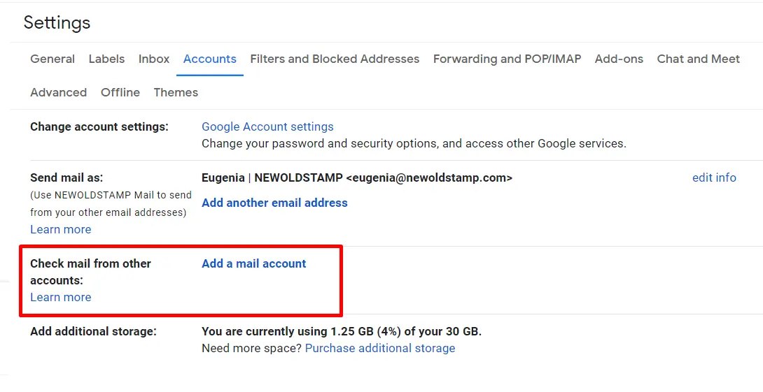 Check mail from other account in Gmail