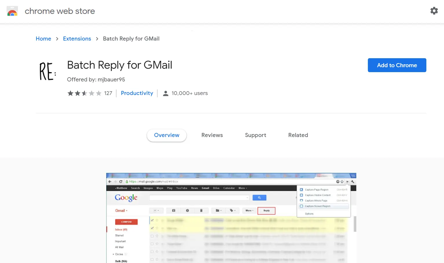 Batch reply extension for Gmail