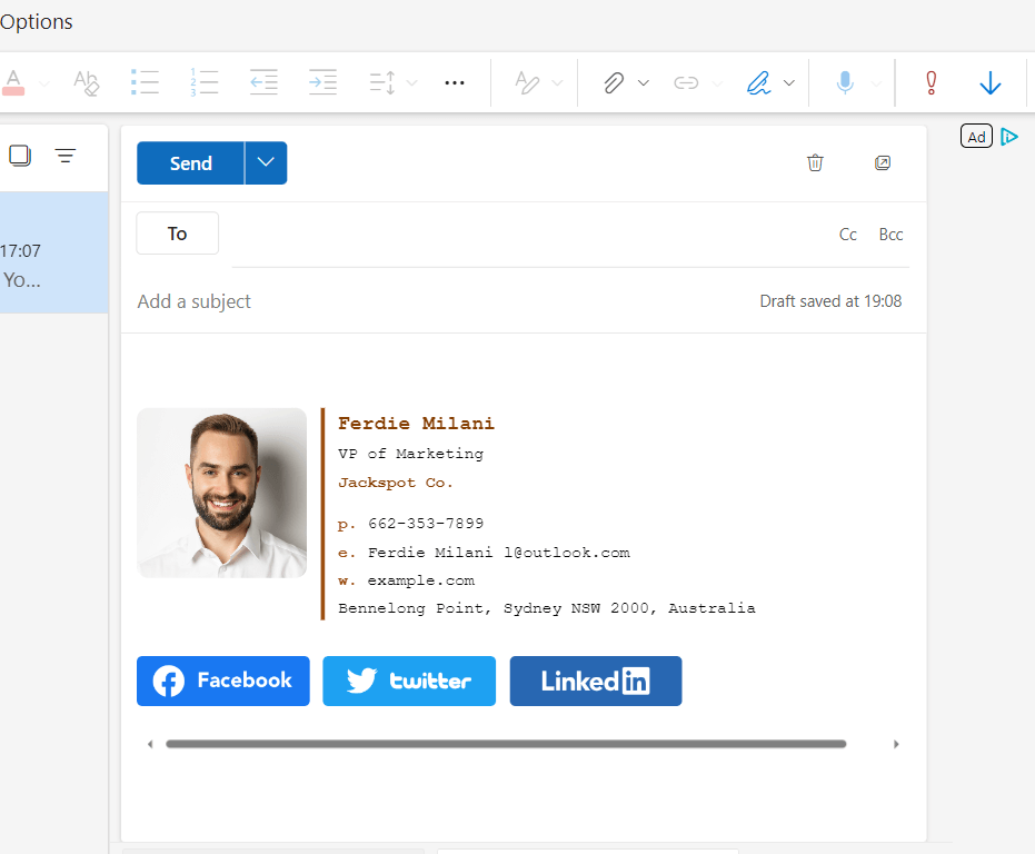 sign-off works by sending a new email