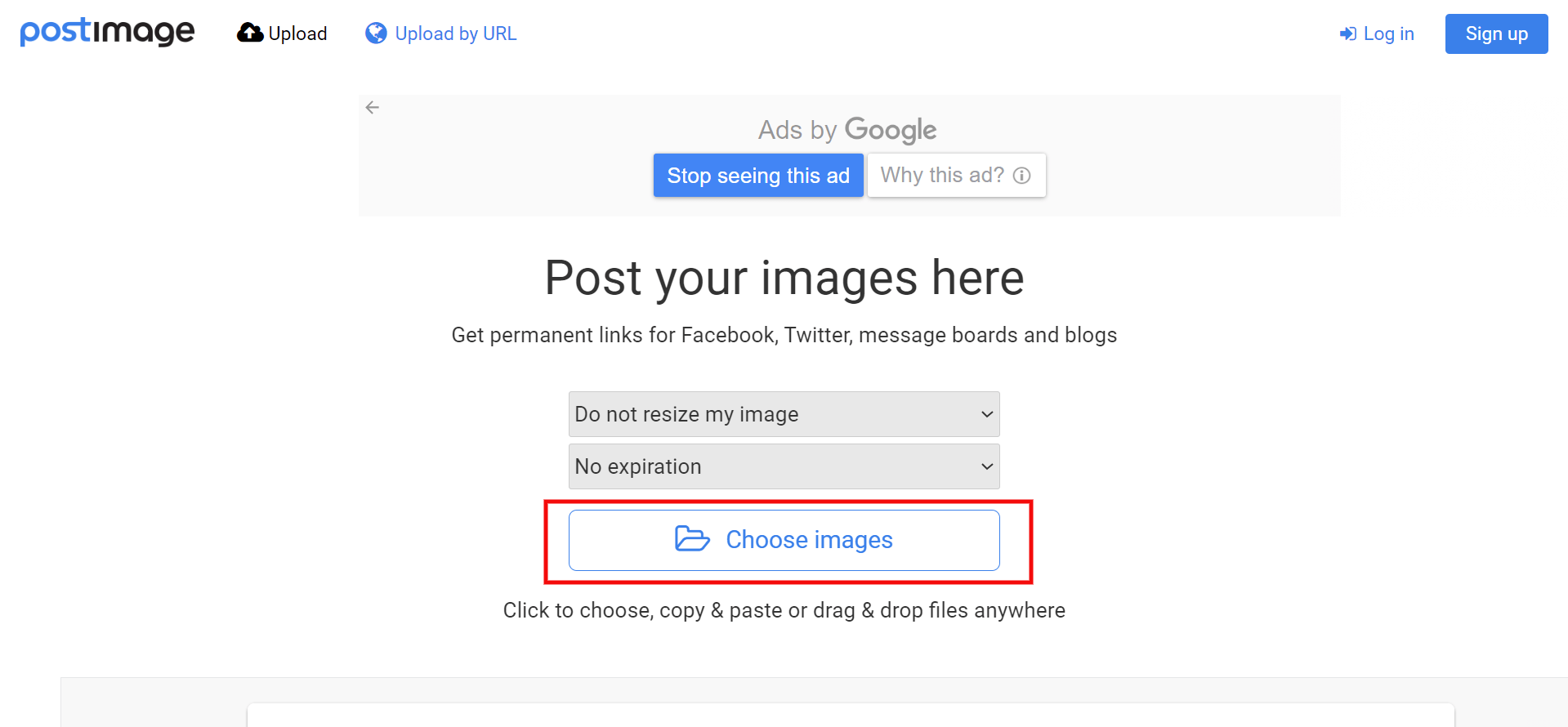 Postimages choose images