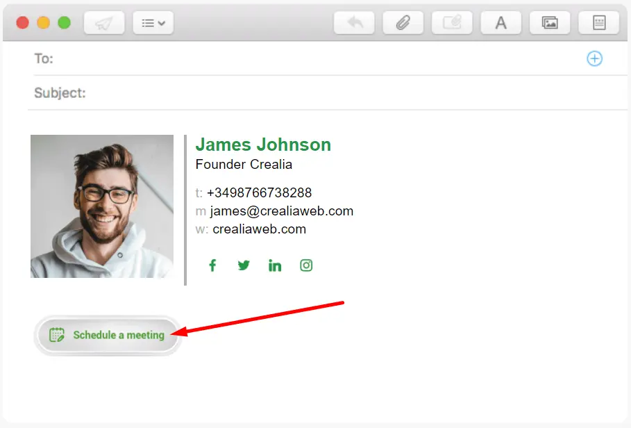 email signature with meeting