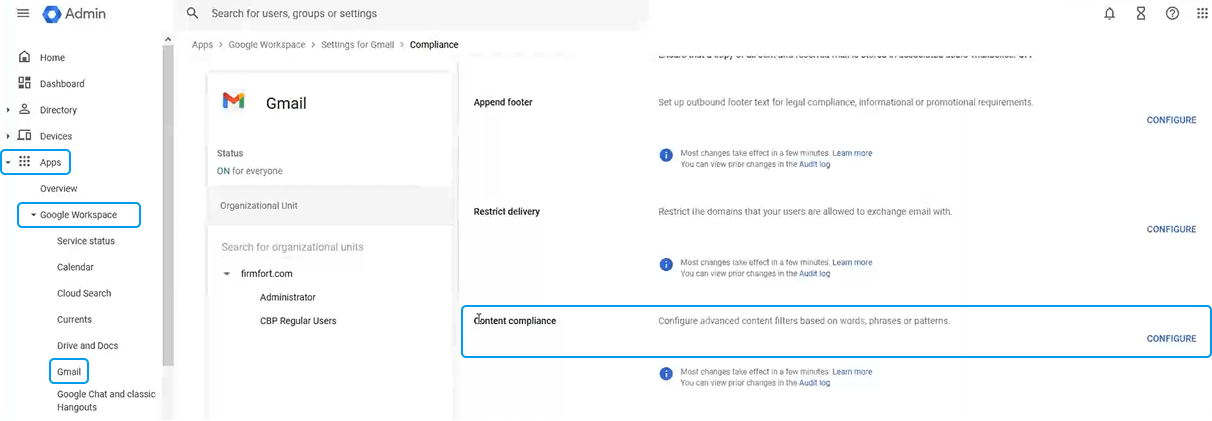 Access Compliance Settings